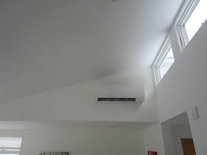 Mitsubishi ductless ac provides this Concord MA kitchen with comfort all year long.