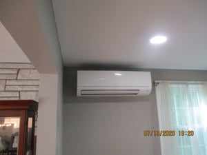 Example of an indoor Mitsubishi ductless AC installed in Framingham home. 