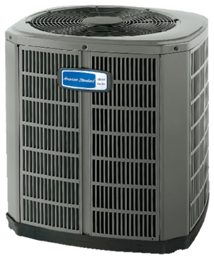 Outdoor condenser unit for American Standard AC system in Burlington, MA, home.