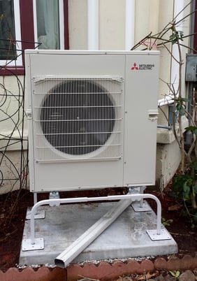 Outdoor Hyper-Heating heat pump installation in Boston area.
